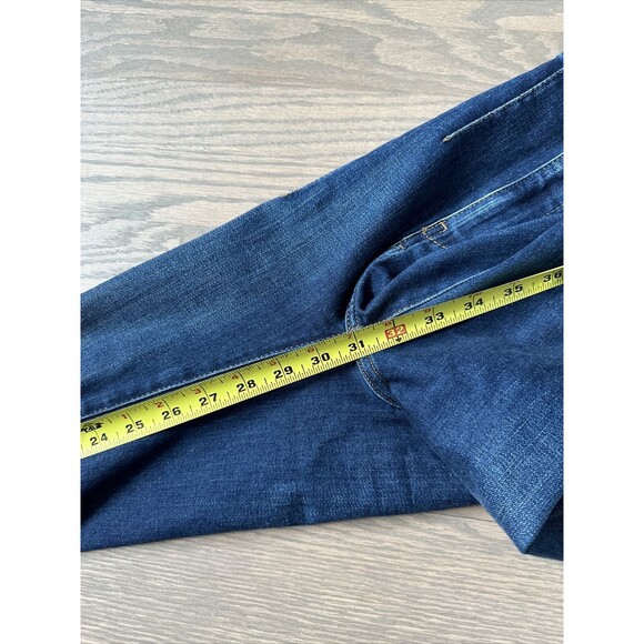 We The Free Size 26 High Rise Flare Leg Dark Blue Denim Jeans Two Button Zipper - Picture 8 of 10